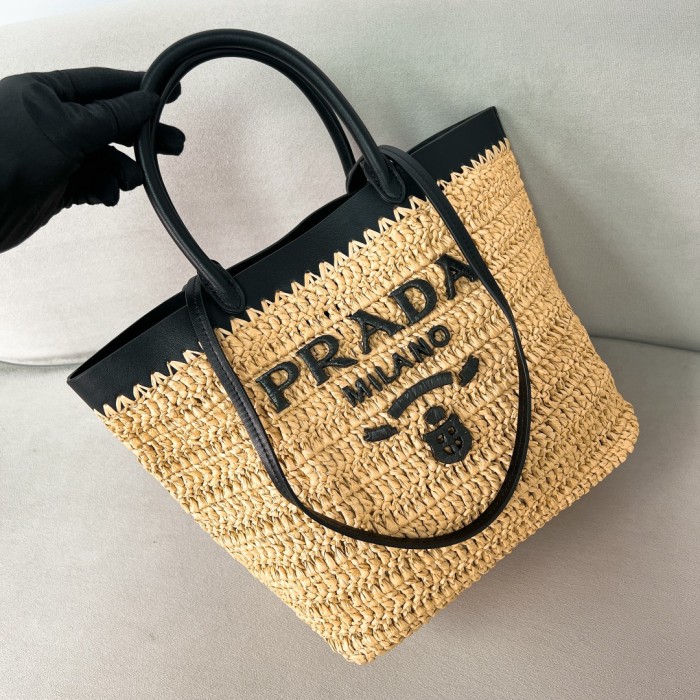 Small Crochet and Leather Tote Bag(26*25*14cm)-0801