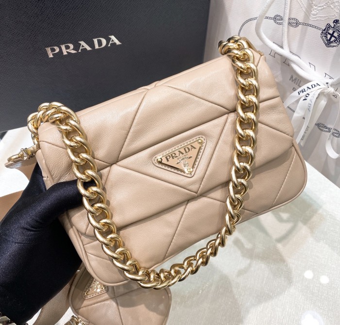 Prada System Padded Nappa-Leather Shoulder Bag(20*14*7cm)-0801