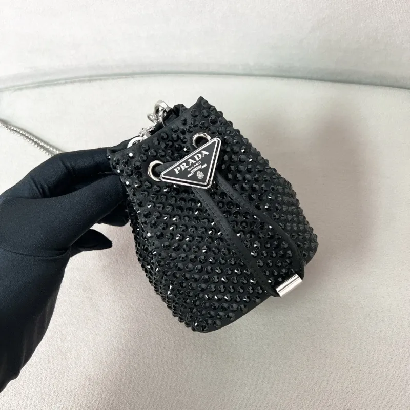 Embellished Satin Mini-Pouch(9*9*6cm)-086