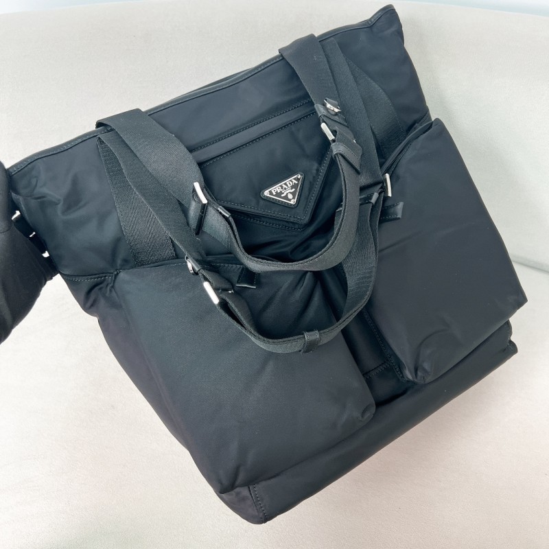 Re-Nylon and Leather Tote Bag(42.5*31.5*16cm)-0811