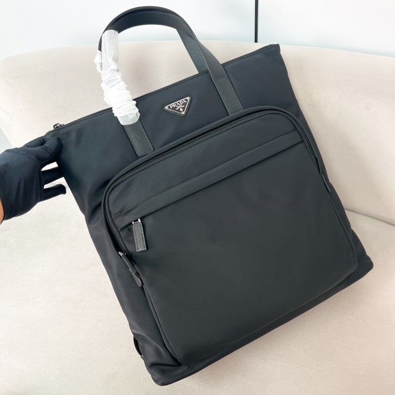 Re-Nylon and Saffiano Leather Tote Bag(42*38*10cm)-0011