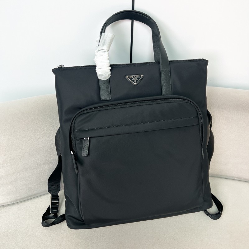 Re-Nylon and Saffiano Leather Tote Bag(42*38*10cm)-0011