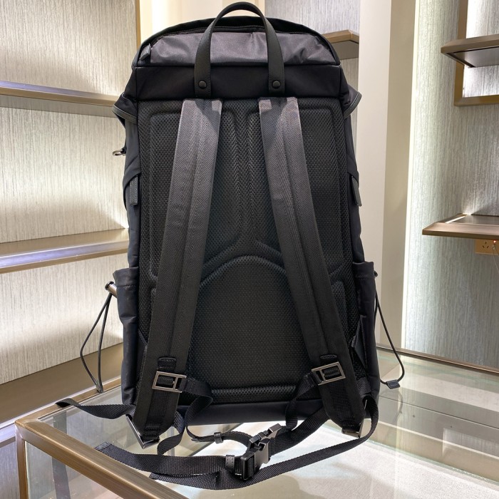 Re-Nylon and Saffiano Leather Backpack(57*32*19cm)-0031