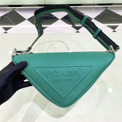 Prada Triangle Saffiano Leather Shoulder Bag(28*18*11cm)-089