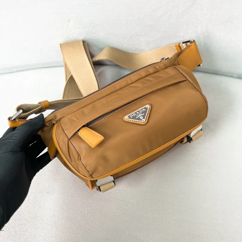 Re-Nylon and Leather Shoulder Bag(20*12.5*10cm)-087