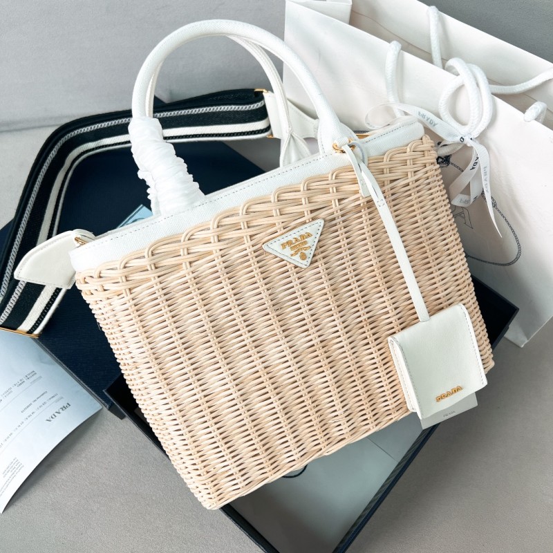 Wicker and Leather Handle Bag(26*19*12cm)-0811