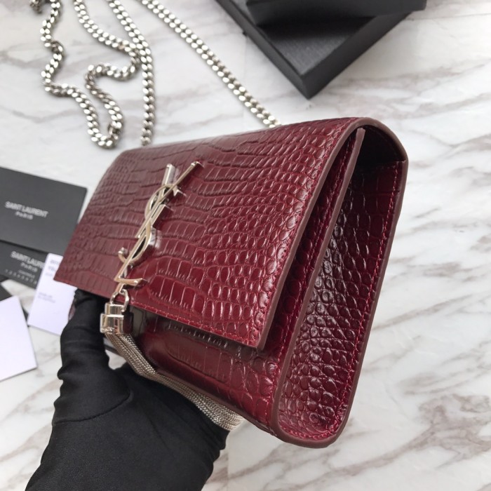 KATE Small Tassel in Crocodile-Emabossed Leather(20*12.5*5cm)-085