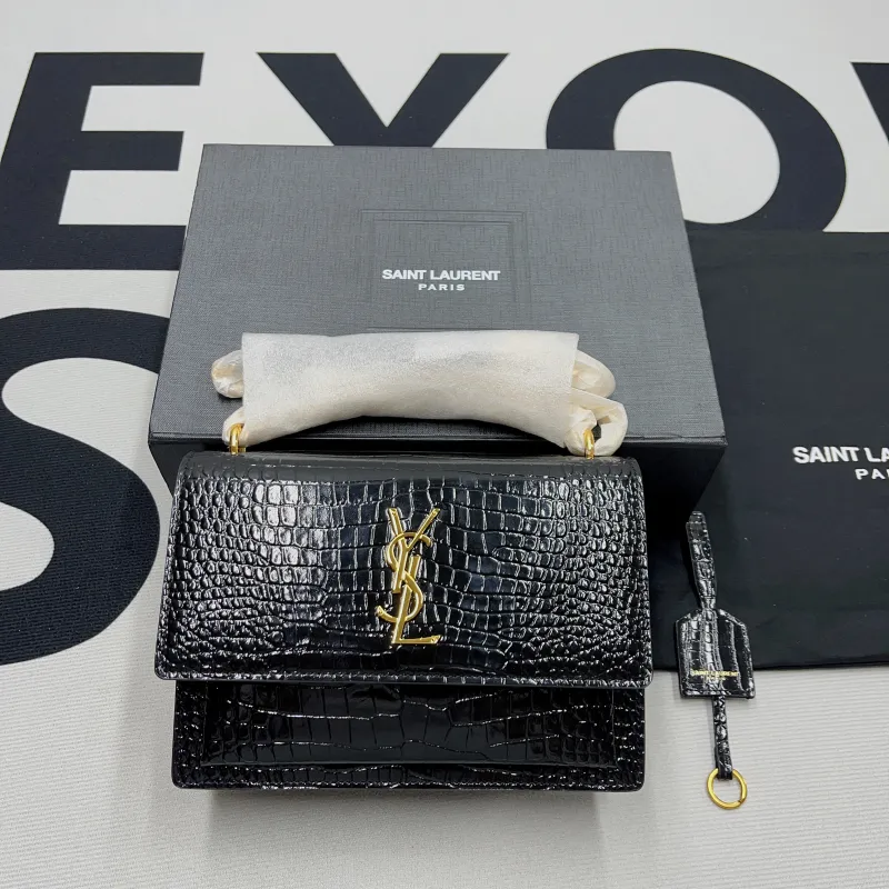 SUNSET Medium in Crocodile-Embossed Leather(22*16*6.5cm)-087