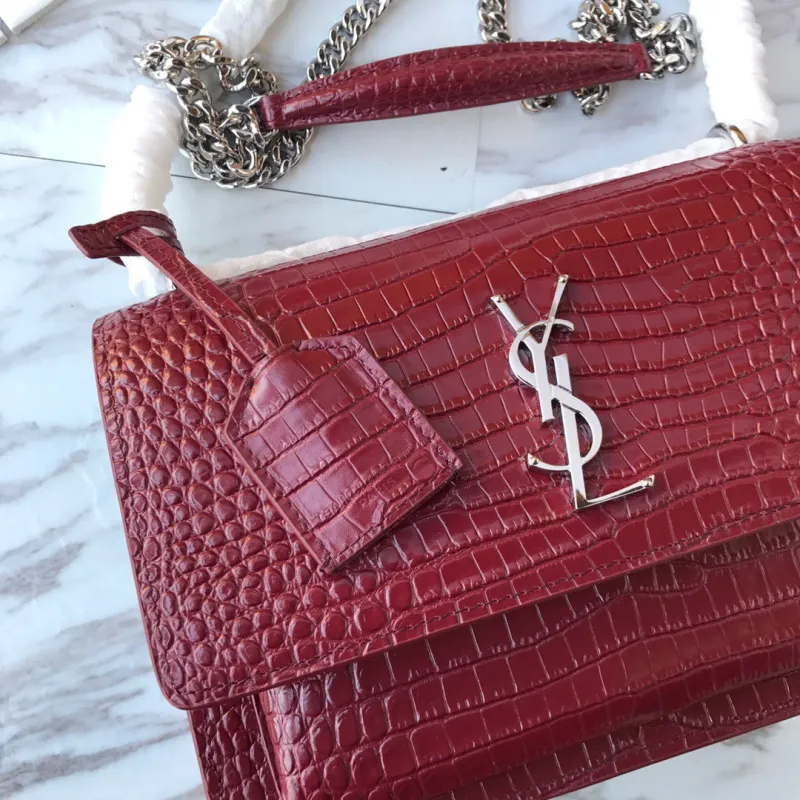 SUNSET Medium in Crocodile-Embossed Leather(22*16*6.5cm)-087