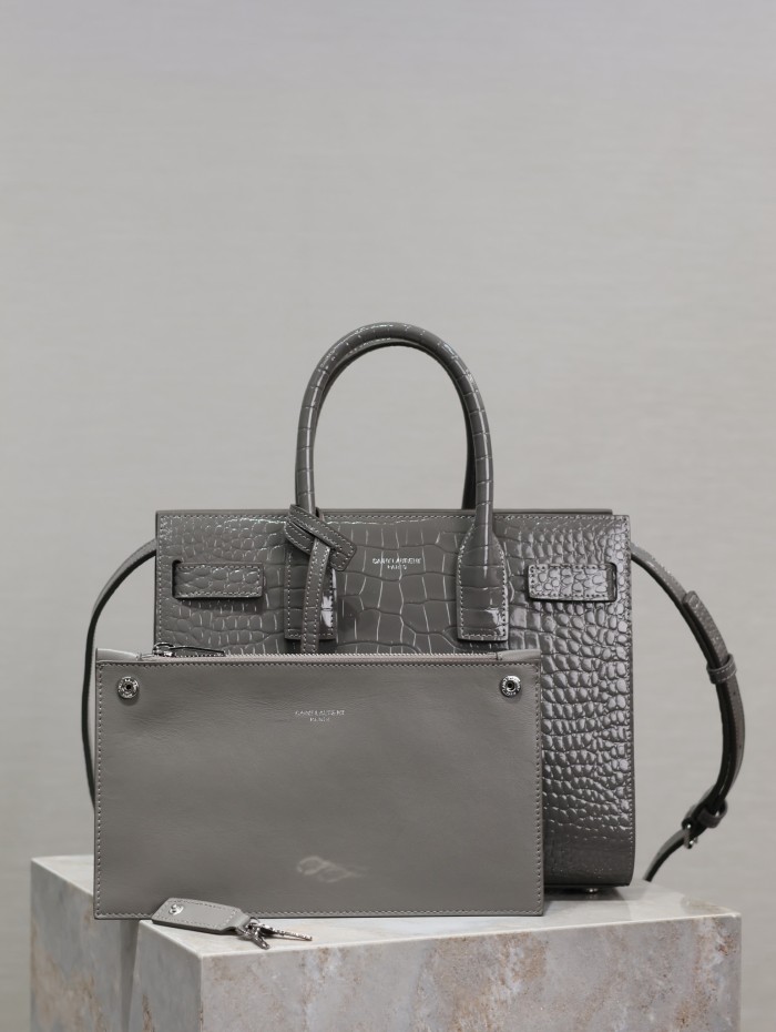 SAC DE JOUR Baby in Crocodile Embossed Leather(26*20.5*12.5cm)-0001