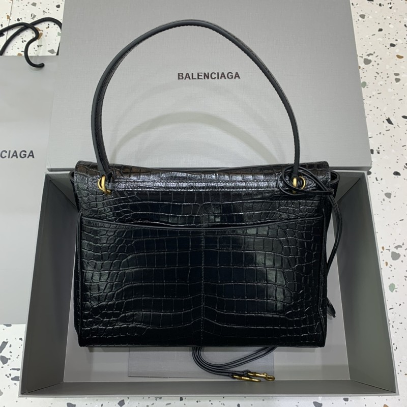 Women's Rodeo Medium Handbag Crocodile Embossed in Black(35*23.3*10.9cm)-2331