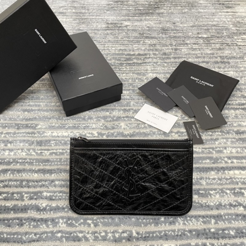 Saint Laurent Niki Pouch Crinkled Vintage Leather(21*13*0.5cm)-081