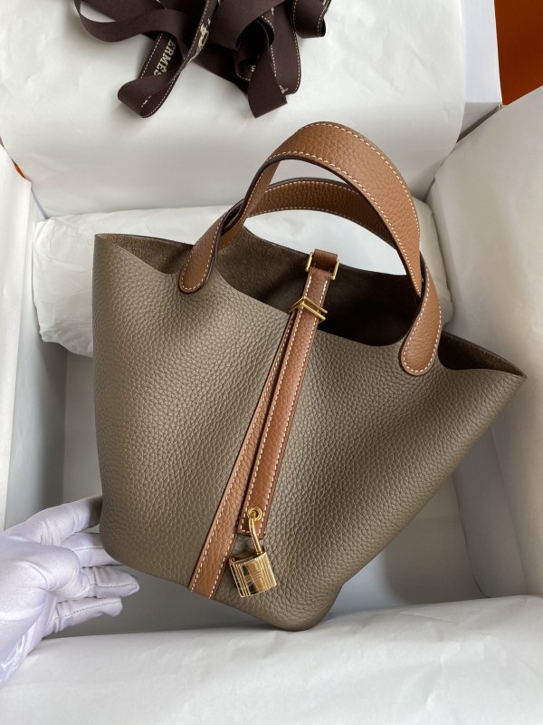 Picotin Lock 18 Clemence Leather Bag(18*13*18cm)-0021