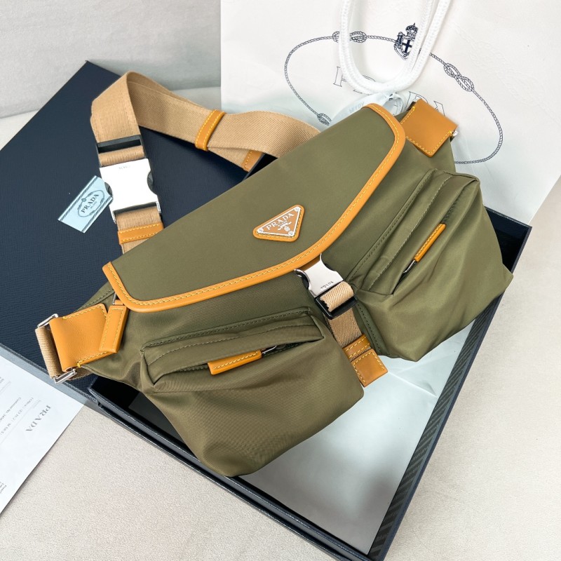 Re-Nylon and Leather Shoulder Bag(24*18*5.5cm)-087 