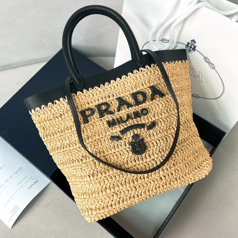 Small Crochet and Leather Tote Bag(26*25*14cm)-0801
