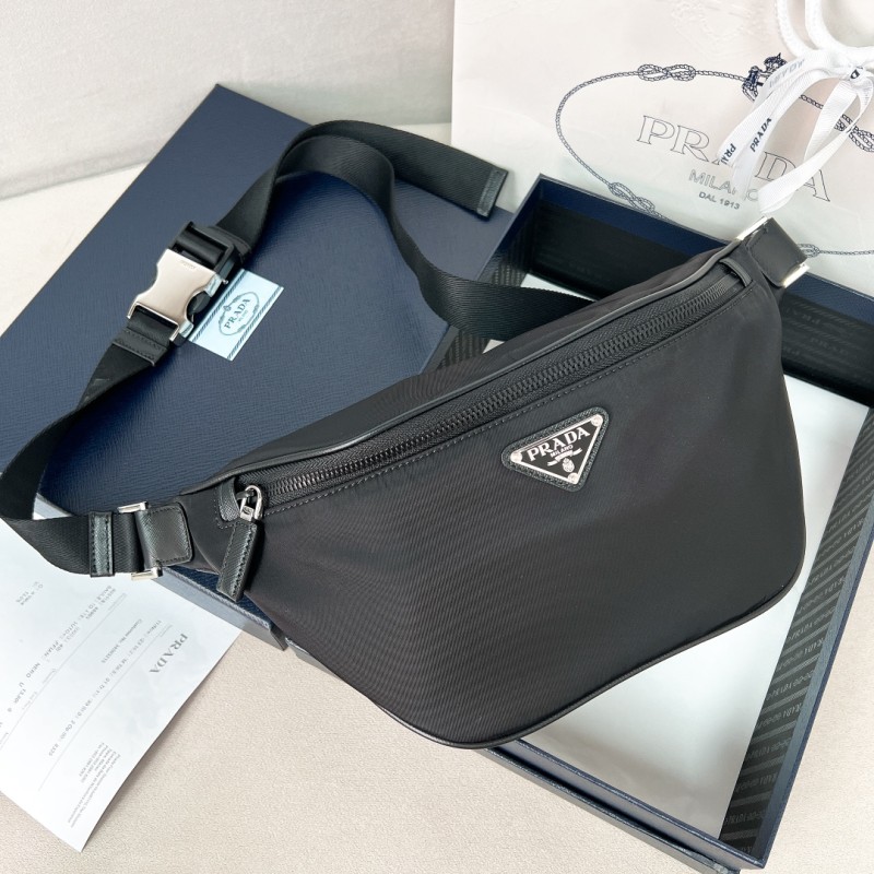 Re-Nylon and Saffiano Leather Belt Bag(18*15.5cm)-085