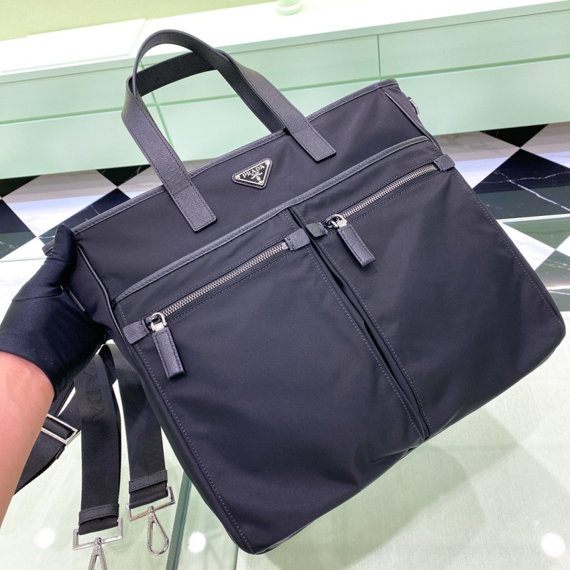Re-Nylon and Saffiano Leather Tote Bag(36*34*8cm)-0011