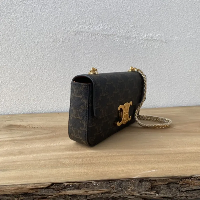 Chain Shoulder Bag Claude in Triomphe Canvas and Calfskin(20.5*11.5*4cm)-007