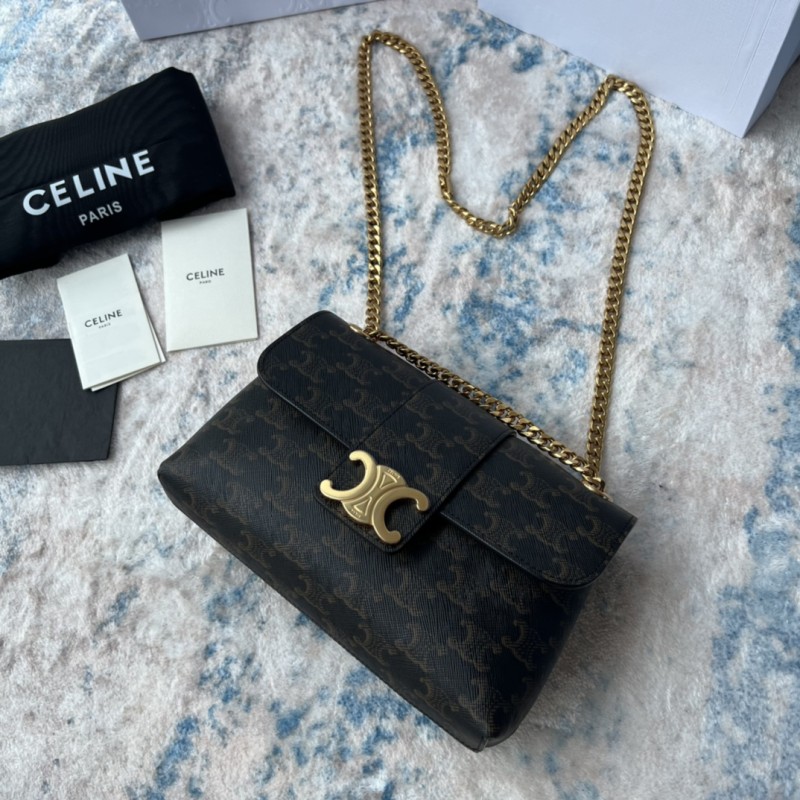 Teen Celine Victoire Bag in Triomphe Canvas(23.5*14*8cm)-086