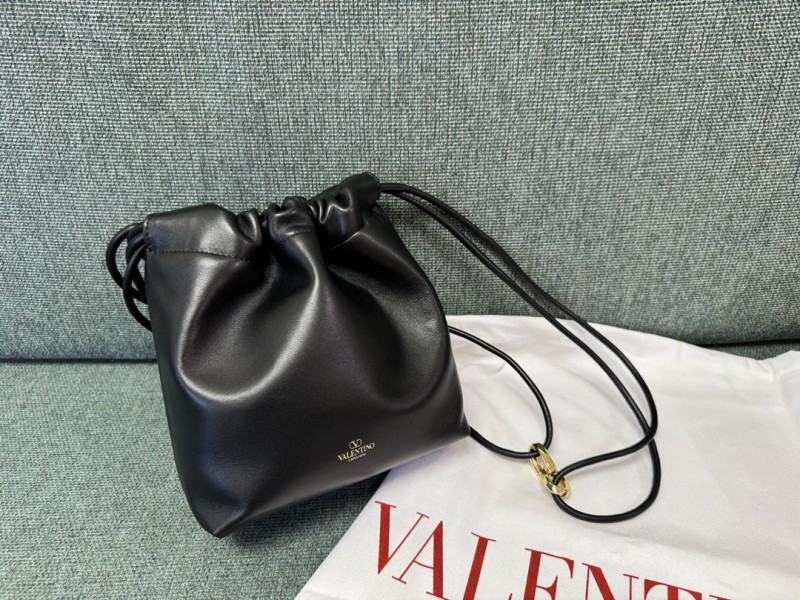 Vlogo Pouf Metallic Leather Mini Bucket Bag(20*17*8cm)-056