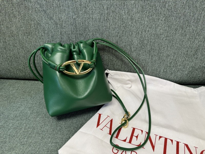 Vlogo Pouf Metallic Leather Mini Bucket Bag(20*17*8cm)-056
