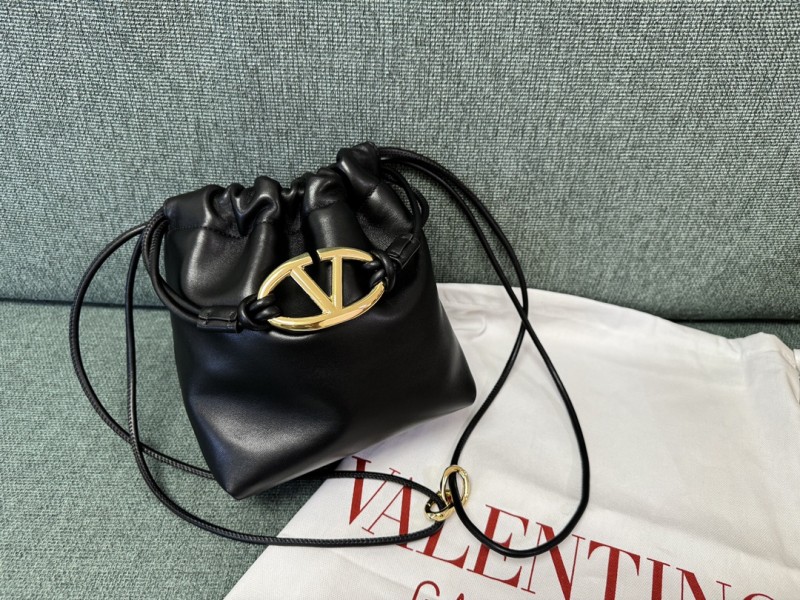 Vlogo Pouf Metallic Leather Mini Bucket Bag(20*17*8cm)-056