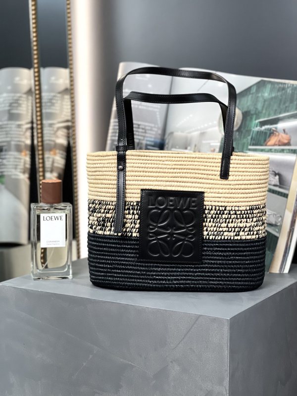 Basket Bag in Raffia and Calfskin(27*20*10cm)-006