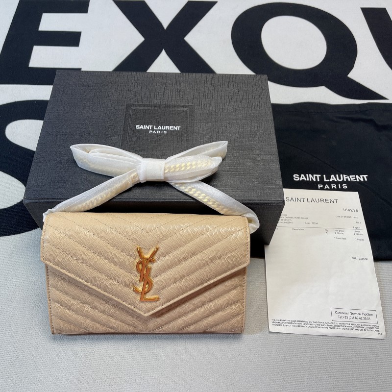 CASSANDRE Envelope Chain Wallet in Grain de Poudre Leather(19*12.5*3.5cm)-085