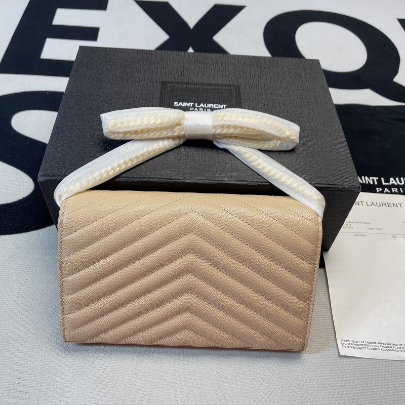 CASSANDRE Envelope Chain Wallet in Grain de Poudre Leather(19*12.5*3.5cm)-085