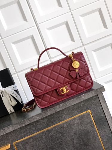 25B Clover & Coin Charm Handle Flap Bag “16.5x25x8.5cm”-008 =