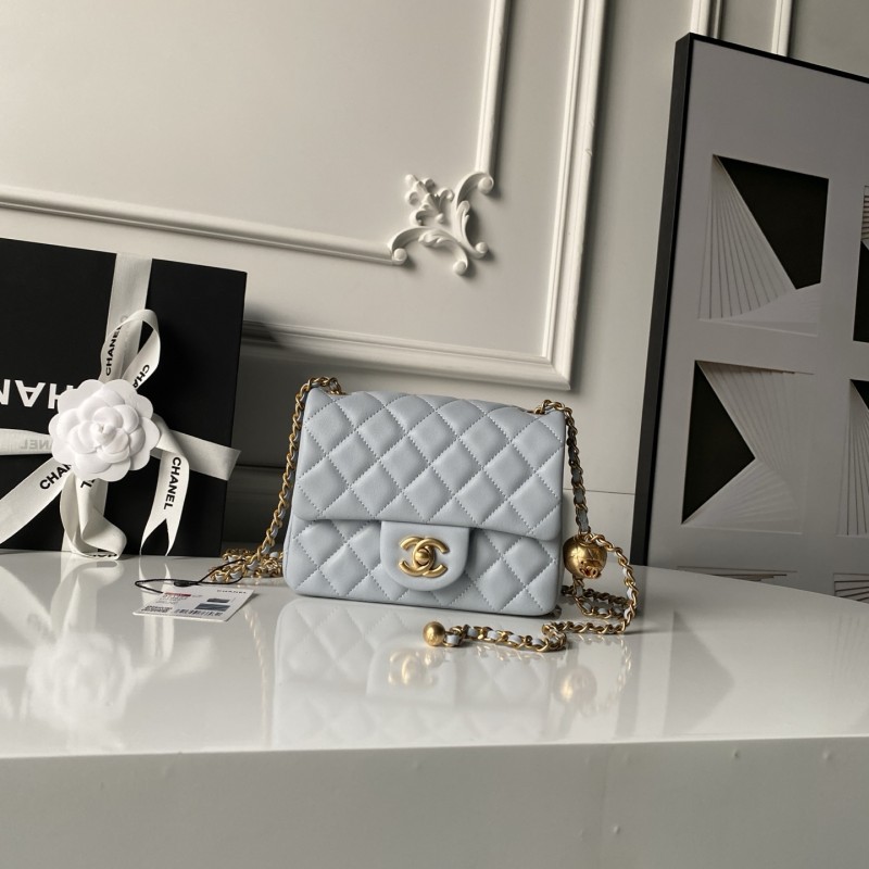 25C Mini Classic Flap Bag with Pearl Crush “17cm”-036 =AS1786