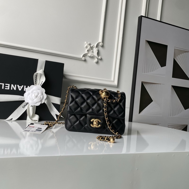 25C Mini Classic Flap Bag with Pearl Crush “17cm”-036 =AS1786