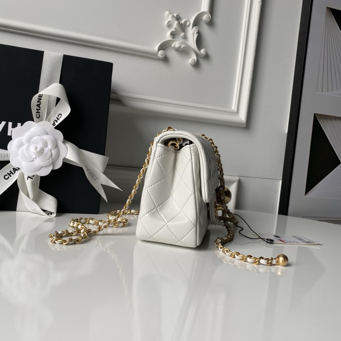25C Mini Classic Flap Bag with Pearl Crush “17cm”-036 =AS1786