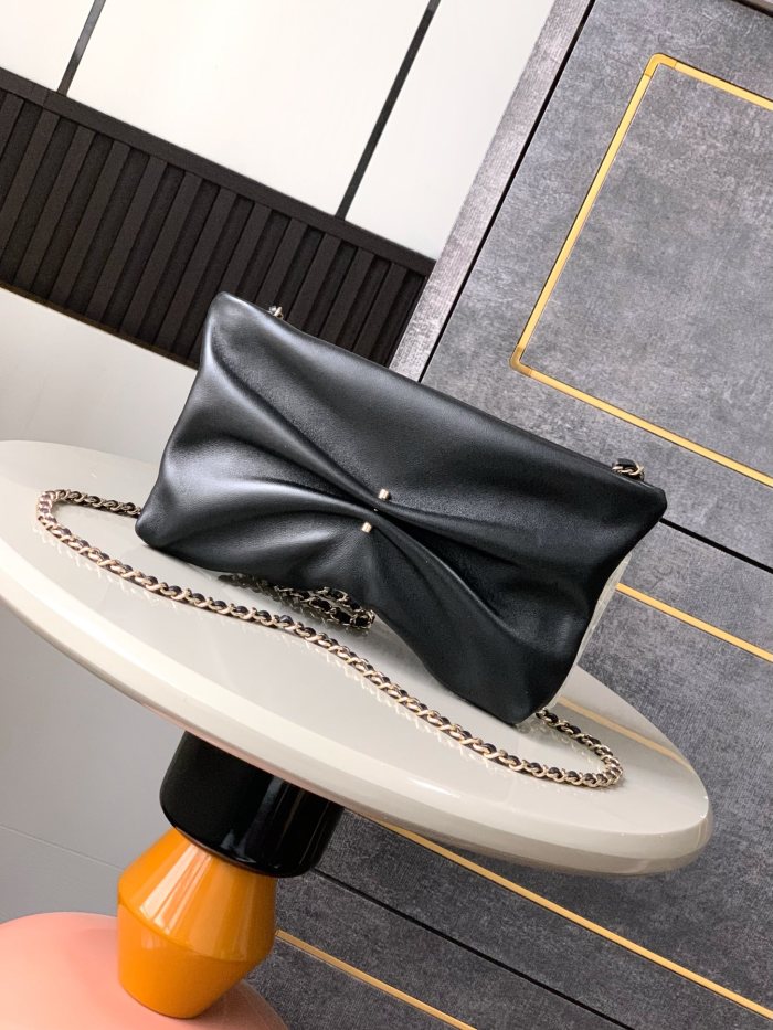 Pearl Ruched Clutch “14x24x5cm”-055 =5861