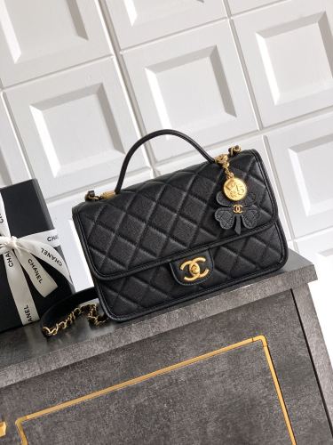 25B Clover & Coin Charm Handle Flap Bag “16.5x25x8.5cm”-008 =