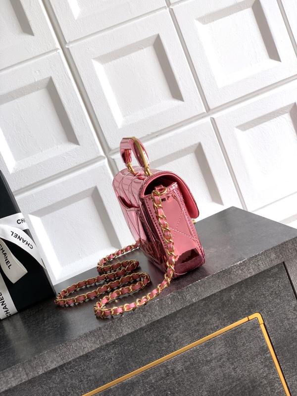 25K Metallic Pink Handle Flap “18x4.5x13cm”-086 =AS6353