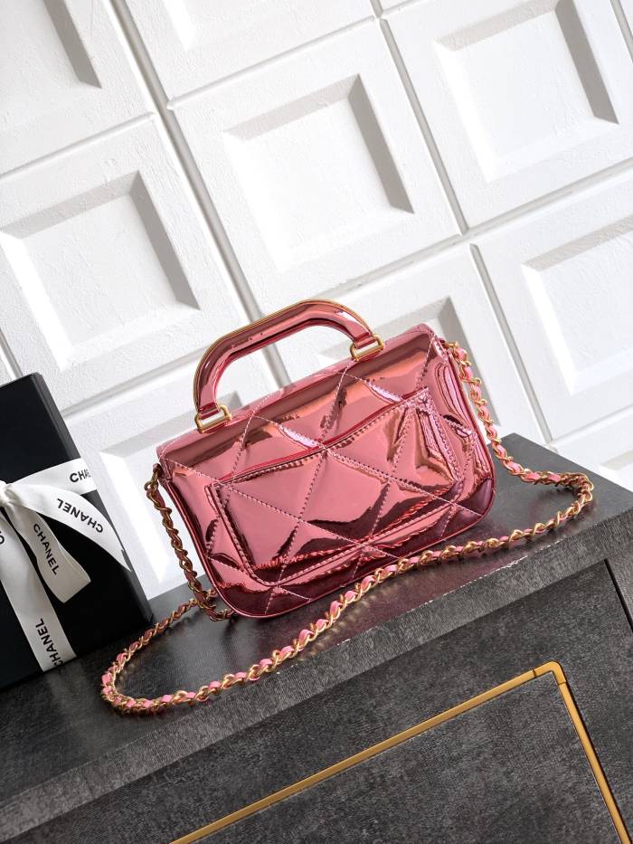 25K Metallic Pink Handle Flap “18x4.5x13cm”-086 =AS6353