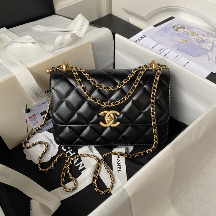 24C Medium Flap Bag with Adjustable Ball Chain “22x14.5x8cm”-007 =AS2649