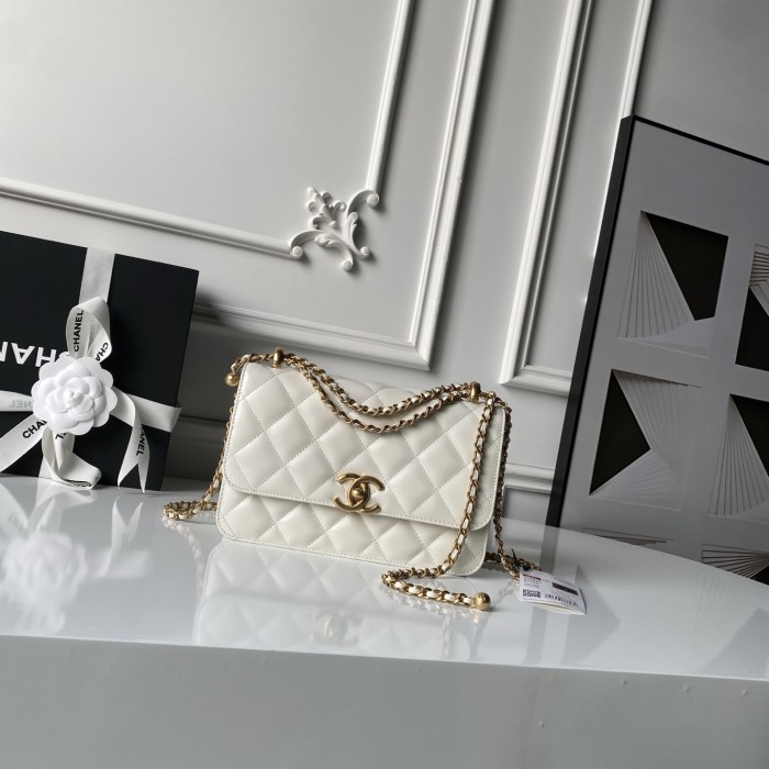 24C Medium Flap Bag with Adjustable Ball Chain “22x14.5x8cm”-007 =AS2649
