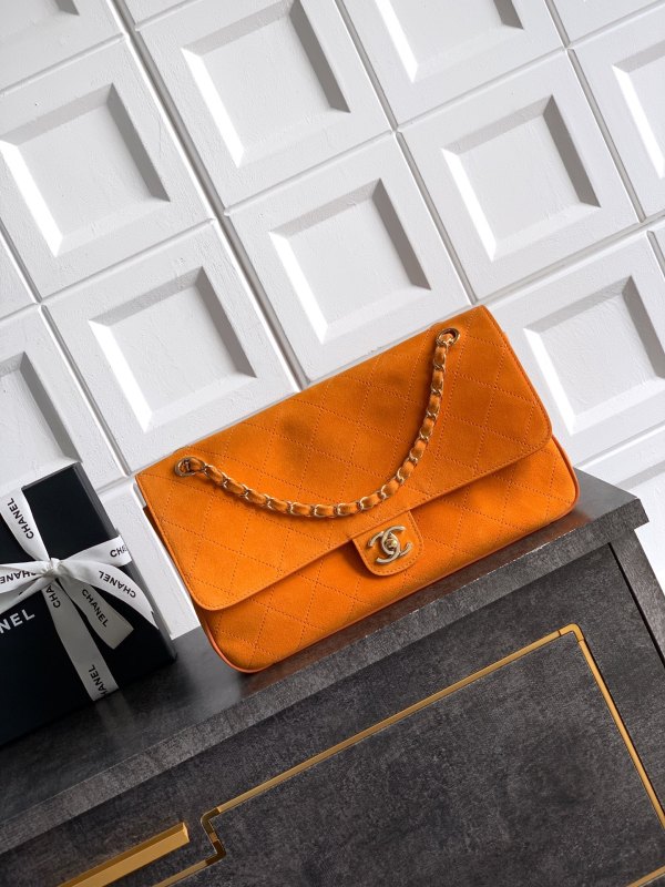 26ss Matthieu Blazy Large Vintage Suede Flap Bag “33x18x8cm”-009 =01113