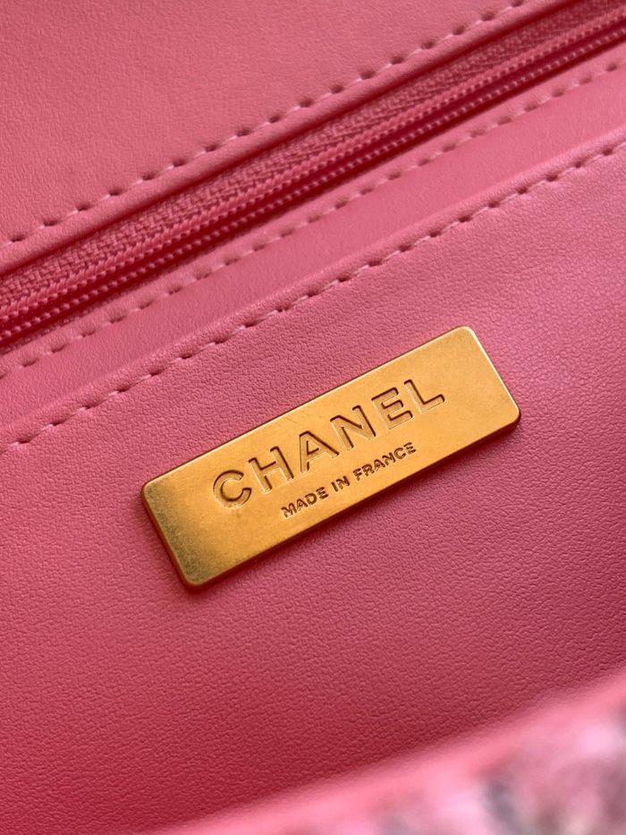 25K Long Flap Bag with Top Handle in Pink Tweed “12x29x5cm”-057 =AS5806