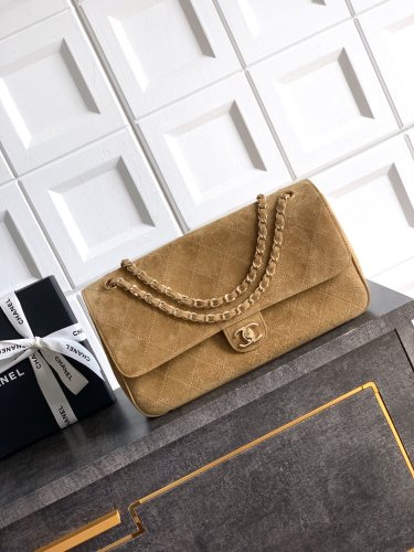 26ss Matthieu Blazy Large Vintage Suede Flap Bag “33x18x8cm”-009 =01113