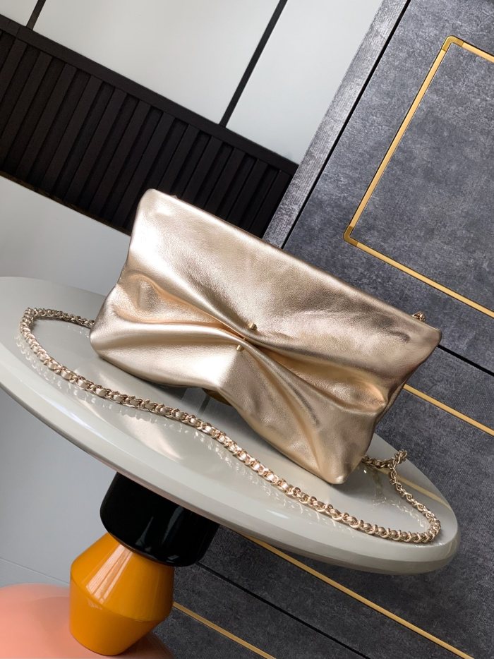 Pearl Ruched Clutch “14x24x5cm”-055 =5861