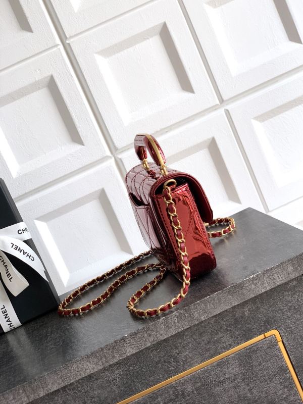 25K Metallic Pink Handle Flap “18x4.5x13cm”-086 =AS6353