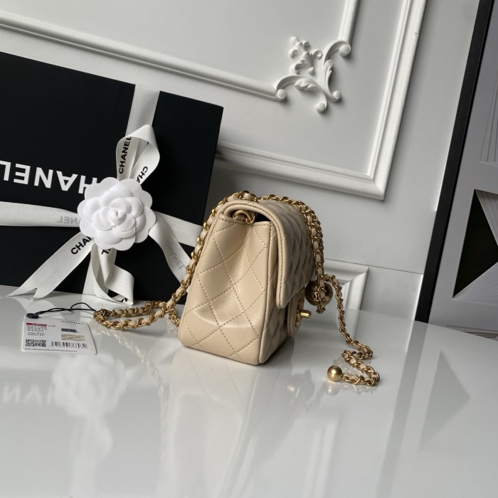 25C Mini Classic Flap Bag with Pearl Crush “17cm”-036 =AS1786