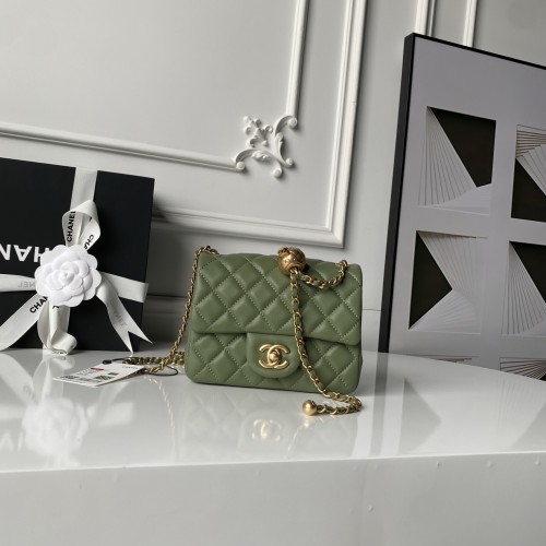 25C Mini Classic Flap Bag with Pearl Crush “17cm”-036 =AS1786