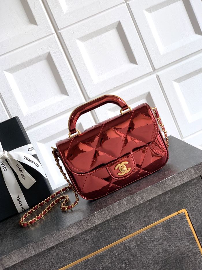 25K Metallic Pink Handle Flap “18x4.5x13cm”-086 =AS6353