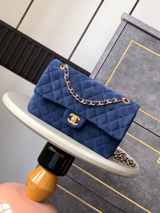 Medium Classic Flap (Deep Royal Blue Velvet) “25.5x15.5x6.5cm”-056 =1112