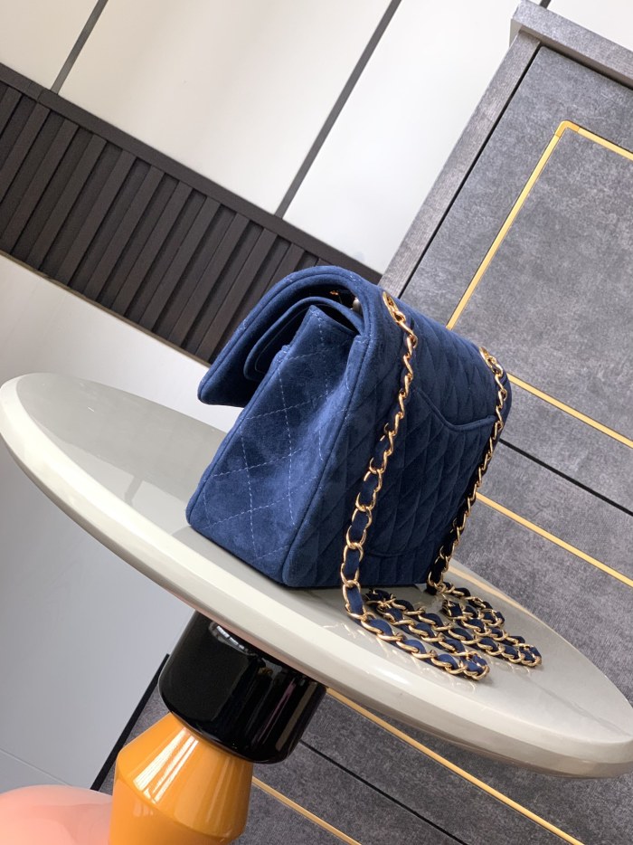 Medium Classic Flap (Deep Royal Blue Velvet) “25.5x15.5x6.5cm”-056 =1112