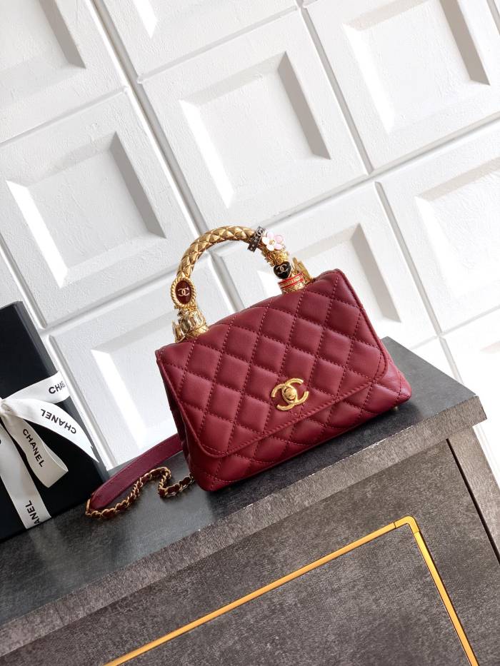 Mini Flap Bag with Top Handle “13x19x6cm”-087 =